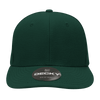 A green 6-panel mid profile structured cap with a branded tag on the front.