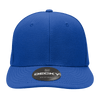 A structured mid-profile cap in vibrant blue with a branded logo on the front.