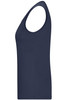 A navy blue ladies active tank top with a fitted design, featuring a round neckline and sleeveless cut.