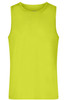 A bright yellow men's active tank top with a sleeveless design and a simple style. It features a logo on the front.