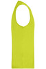 A bright yellow men's active tank top with a sleeveless design and a logo on it.