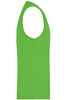A bright green men's active tank top with a sleeveless design and a branding logo.