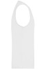 A white men's active tank top with a deep scoop neckline, featuring a simple design and no visible branding.
