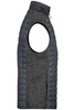 A men's knitted hybrid vest in grey, featuring a quilted design and an open armhole style. It has a logo.