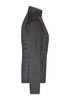 A knitted hybrid jacket in grey with a padded exterior and a soft inner lining, featuring a logo.