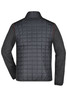 A men's knitted hybrid jacket featuring a quilted dark grey front and contrasting grey sleeves. It includes a brand logo.