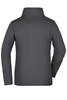 A grey ladies' basic fleece jacket, featuring a high collar and long sleeves, with an unidentified logo.