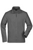 A men's basic fleece jacket in grey, featuring a zip-up front and side pockets. It has a collar and long sleeves.