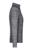 A grey polar fleece jacket with a zip and side pockets, featuring a logo on the chest.