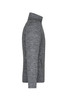 A side view of a men's polar fleece jacket in heather grey, featuring a zip pocket and a high collar.