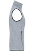 A ladies' knitted fleece vest in grey, featuring a high collar and a side zip pocket. It has a logo on the chest.