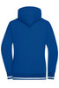 A blue Ladies Club Sweat Jacket with a hood and contrasting striped cuffs and hem. The jacket has a logo.