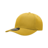 A yellow 6 Panel Mid Profile Structured Cap with a black logo on the front.