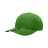 A mid-profile structured cap in vibrant green with a curved brim and a logo on the side.