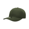 A green 6 panel mid-profile structured cap featuring a curved brim and a branding logo.