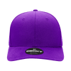 A purple 6 panel mid profile structured cap with a logo on the front. The cap features a flat brim and detailed stitching.