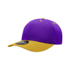 A purple and yellow 6-panel mid-profile structured cap with a logo on the side.