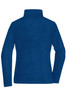 A polar fleece jacket in a deep blue colour, featuring a high collar and long sleeves. It has a branding logo.