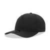 A black 5-panel mid-profile structured cap with a circular logo on the front.