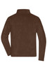 A brown men's fleece jacket with long sleeves and a high collar, featuring a logo.