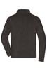 A men's fleece jacket in black, featuring a high collar and long sleeves, with a logo on the back.