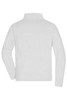A white men's fleece jacket featuring a high collar and long sleeves, with a logo on the back.