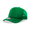 A green 5 Panel Mid Profile Structured Foam Trucker cap with mesh sides and a branded patch.