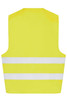 A yellow safety vest with two horizontal white reflective stripes and no visible branding.