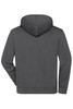 A grey half zip hoodie with a hood and a plain back design. It features a branding logo.