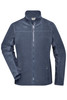 A navy polar fleece jacket featuring a zip front and two side pockets. Includes a logo on the chest area.