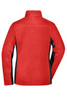 A red polar fleece jacket with black accents, featuring a high collar and a back view design.