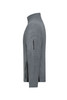 A grey fleece jacket with a high collar and zippered pockets on the sleeve and sides. It features a logo.