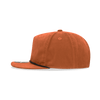 An orange 5-panel high profile relaxed rope hat featuring a black rope detail and a curved brim.