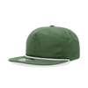 A green 5-panel high profile relaxed rope hat with a flat brim and a decorative rope detail.