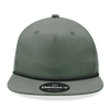 A green 5-panel high profile relaxed rope hat with a branded logo on the front.