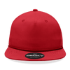A red 5-panel high profile relaxed rope hat with a branded logo on the front.