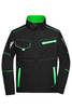 A black Workwear Jacket featuring neon green accents and reflective elements, designed for durability and visibility.
