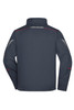 A dark navy softshell jacket with reflective detailing and a collared design at the back.