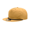 A high-profile relaxed rope hat in mustard yellow with a black rope detail and a flat brim. Features a logo.