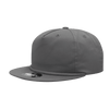A grey 5 panel high profile relaxed rope hat with a curved brim and a logo on the front.