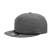 A grey high-profile 5 panel hat with a relaxed fit and a rope detail along the brim. It features a logo.