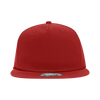 A red 5 panel high profile relaxed rope hat with a flat brim and a logo on the side.