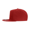 A red 5-panel high profile relaxed rope hat with a flat brim and a logo.