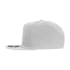 A high-profile, relaxed white rope hat with a flat brim and a logo on the side.