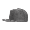 A grey corduroy 5 Panel High Profile Relaxed Rope Hat with a flat brim and logo detail.