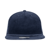 A navy blue 5 panel high profile relaxed rope hat with a textured corduroy finish and a flat brim.
