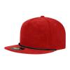 A red 5 panel high profile relaxed rope hat with a black rope detail and a logo on the front.