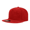 A red, corduroy 5-panel high profile relaxed rope hat with a flat brim and a logo.