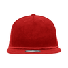 A red, corduroy, high-profile relaxed rope hat featuring a logo on the front.
