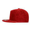 A red 5 panel high profile relaxed rope hat with a textured finish and a curved brim. Features a logo on the front.